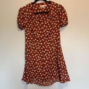 Band of Gypsies Rust Floral Collared Button Dress